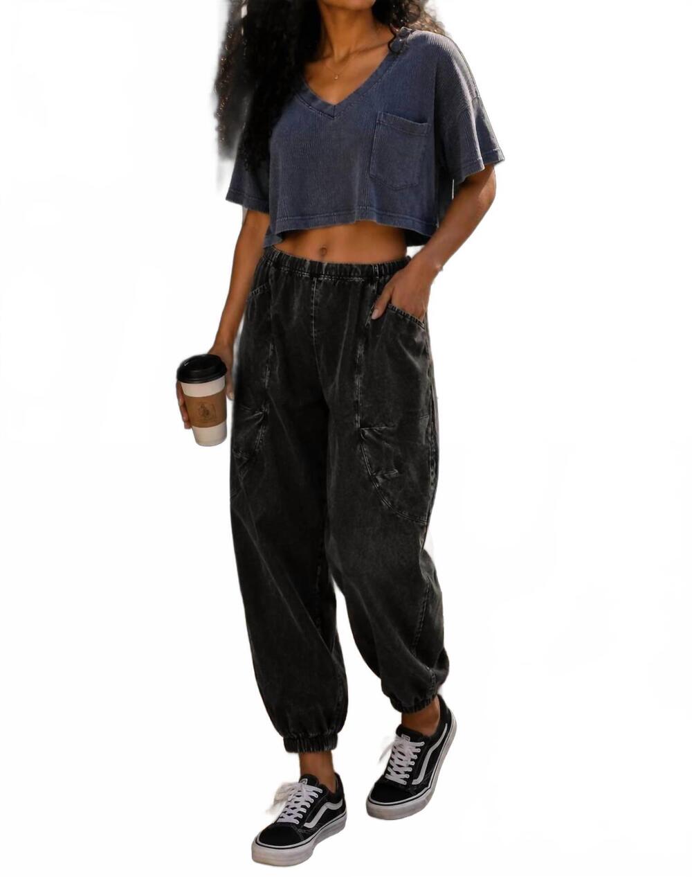 NEW SURELYMINE harper waffle knit v-neck pocket top in dark blue
